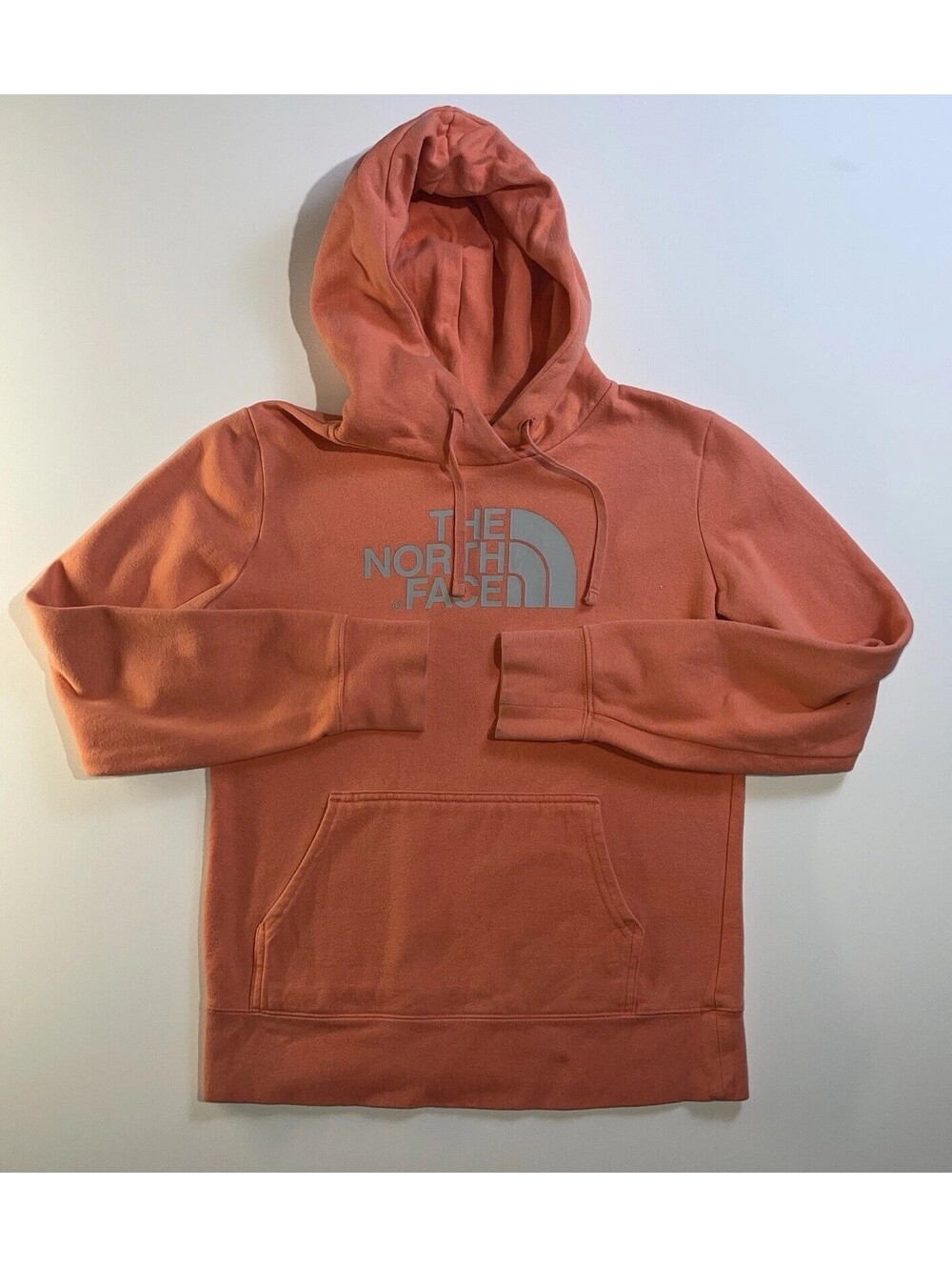 The North Face Womens Small Hoodie Coral Orange Pullover Logo Sweatshirt